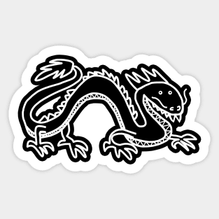 Dragon Line Art Black and White Sticker